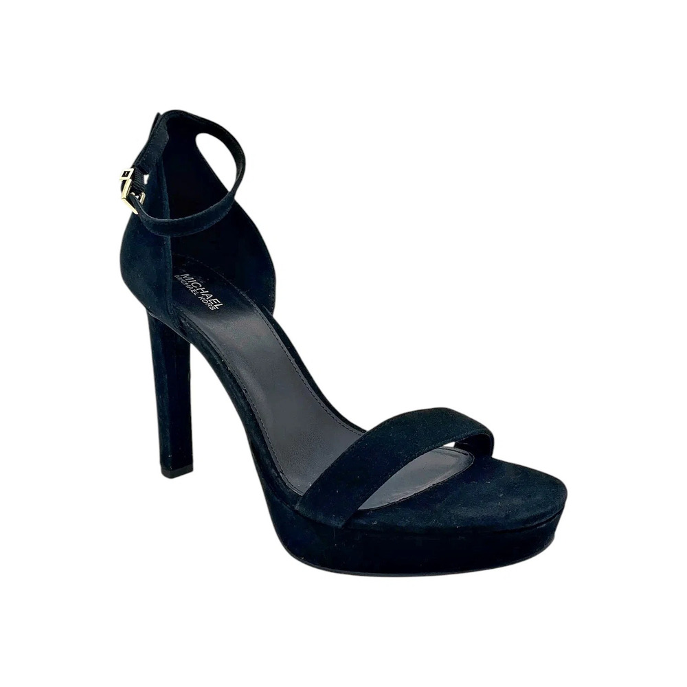 Michael Kors Women's Margot Metallic Platform Sandal Black Suede - Medium
